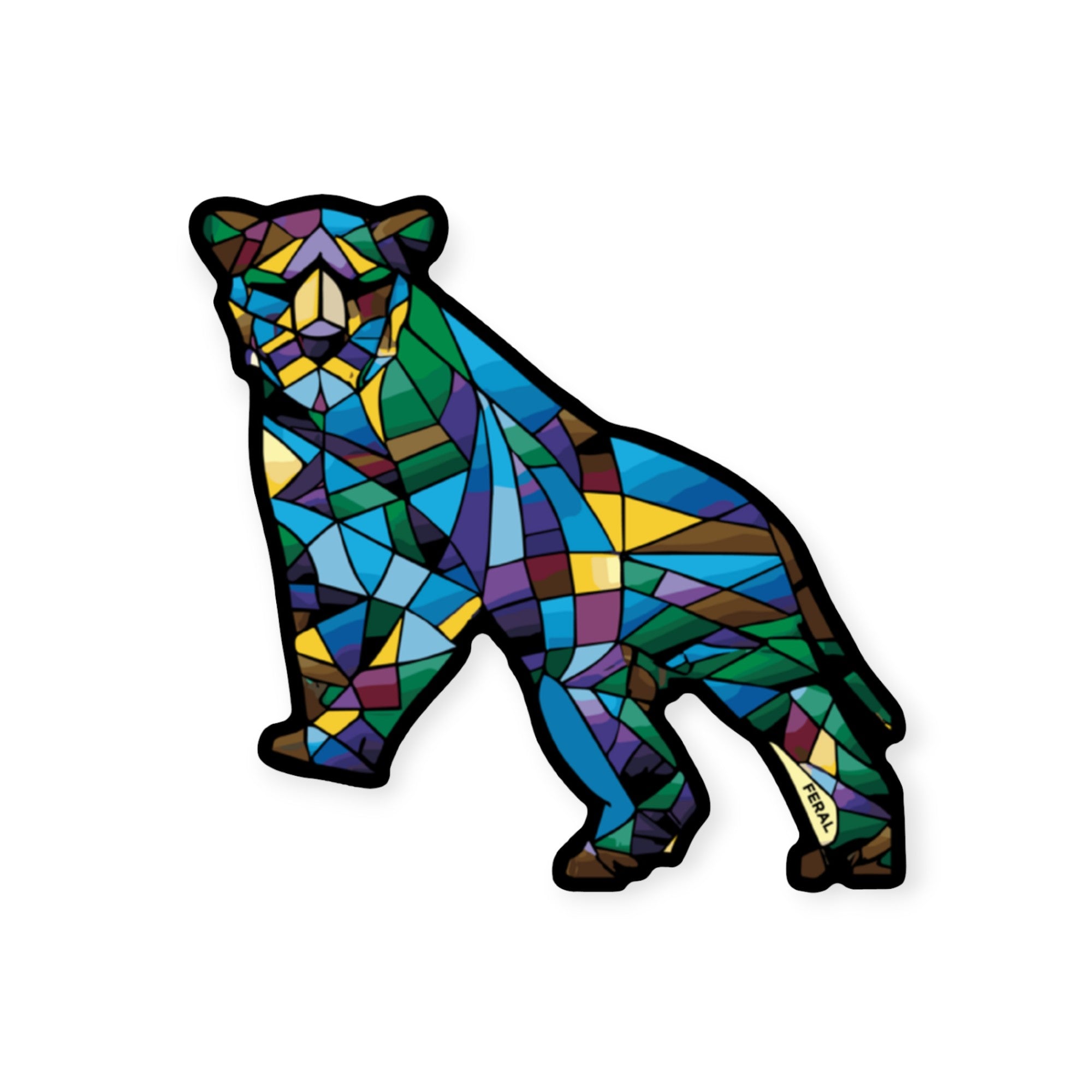 FERAL Glass Cougar Sticker