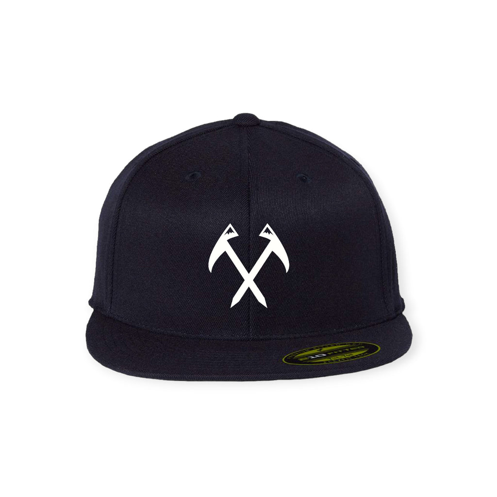 FERAL Wool-Blend Ice Axe Fitted Hat Dark Navy | White