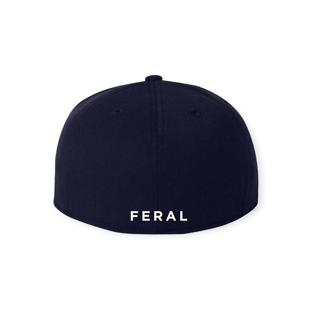 FERAL Wool-Blend Ice Axe Fitted Hat Dark Navy | White