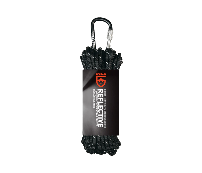 Gear Aid Extra Heavy-Duty 1100 Paracord Reflective Black 50ft Paracord