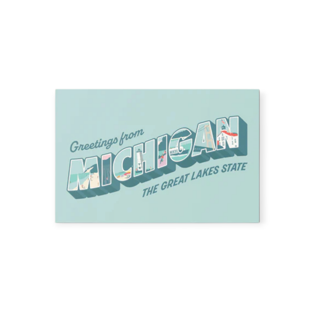 Byway Press Greetings from Michigan Retro Travel Postcard - FERAL