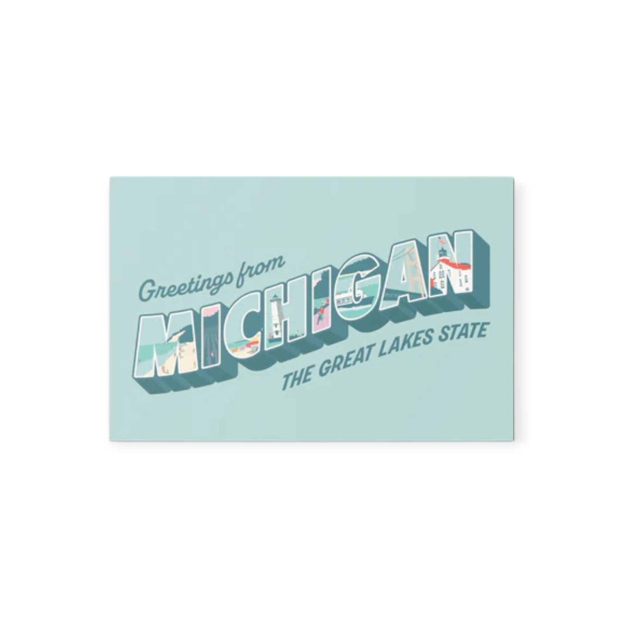 Byway Press Greetings from Michigan Retro Travel Postcard - FERAL