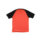Orange and black Giro men's active shirt with short sleeves, back view.