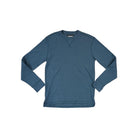 Blue long sleeve thermal shirt by Mountain Khakis, with waffle texture and crew neck.