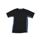 Grey and blue athletic shirt by Columbia with short sleeves, presented on a white background.