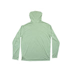 Green long-sleeve hooded shirt by Patagonia with a heathered texture.