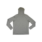 Grey sun hoodie shirt for men by REI, shown from the back with long sleeves and a hood.