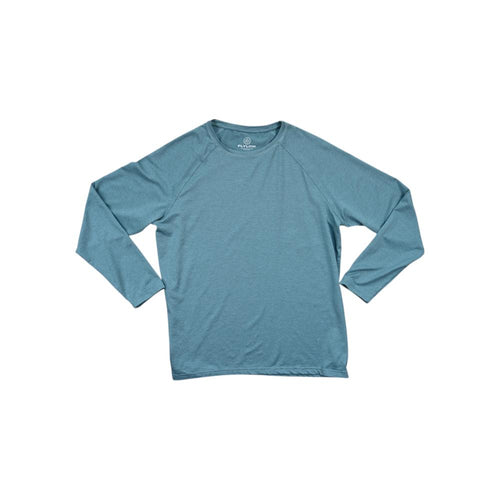 Blue long sleeve baselayer shirt by Flylow, displayed on a white background.