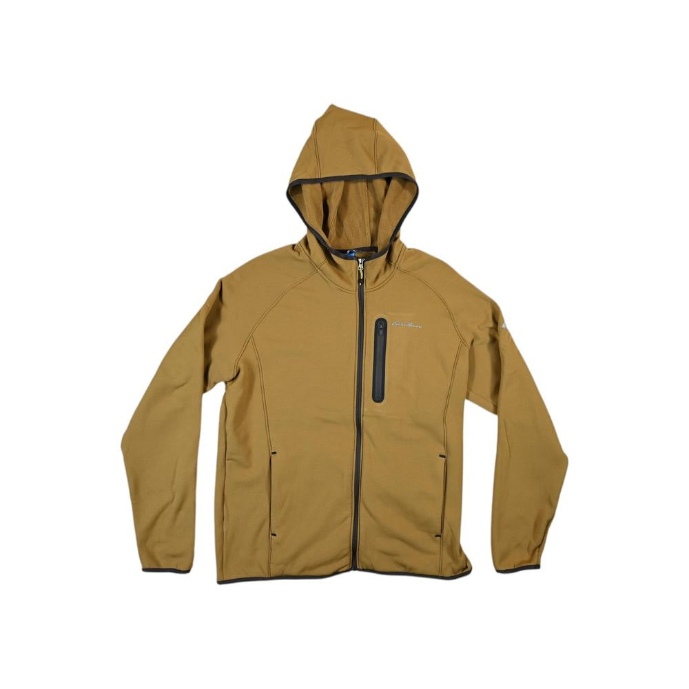 Copper fleece jacket by Eddie Bauer with full zipper closure, a hood, and pockets.