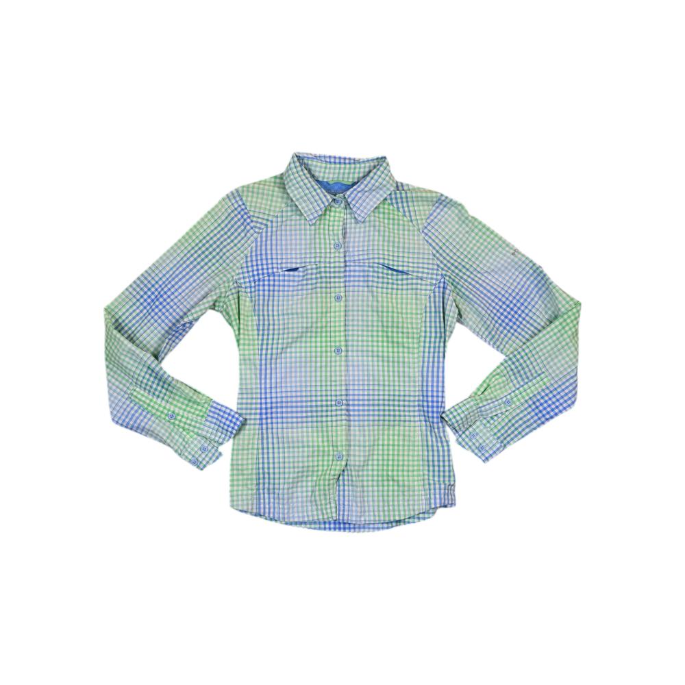 Columbia Women's Silver Ridge Plaid Long Sleeve Shirt Blue/Green L Used - FERAL