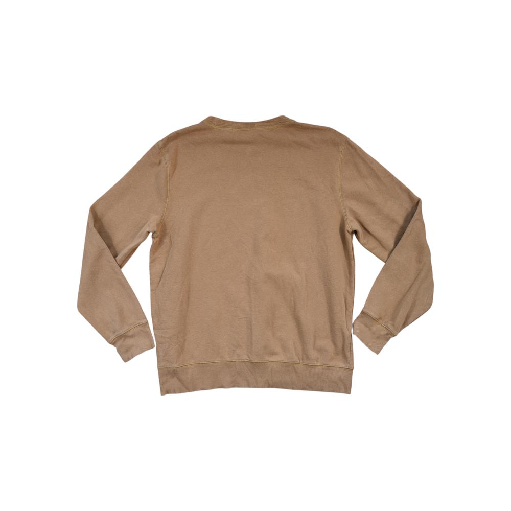 Tan long sleeve sweatshirt by North Face, showing the back view.