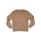 Tan long sleeve sweatshirt by North Face, showing the back view.