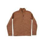 Brown fleece quarter-zip pullover by Smartwool, with long sleeves and a visible zipper.