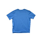 Blue short sleeve shirt by REI with a round neck and straight hem.