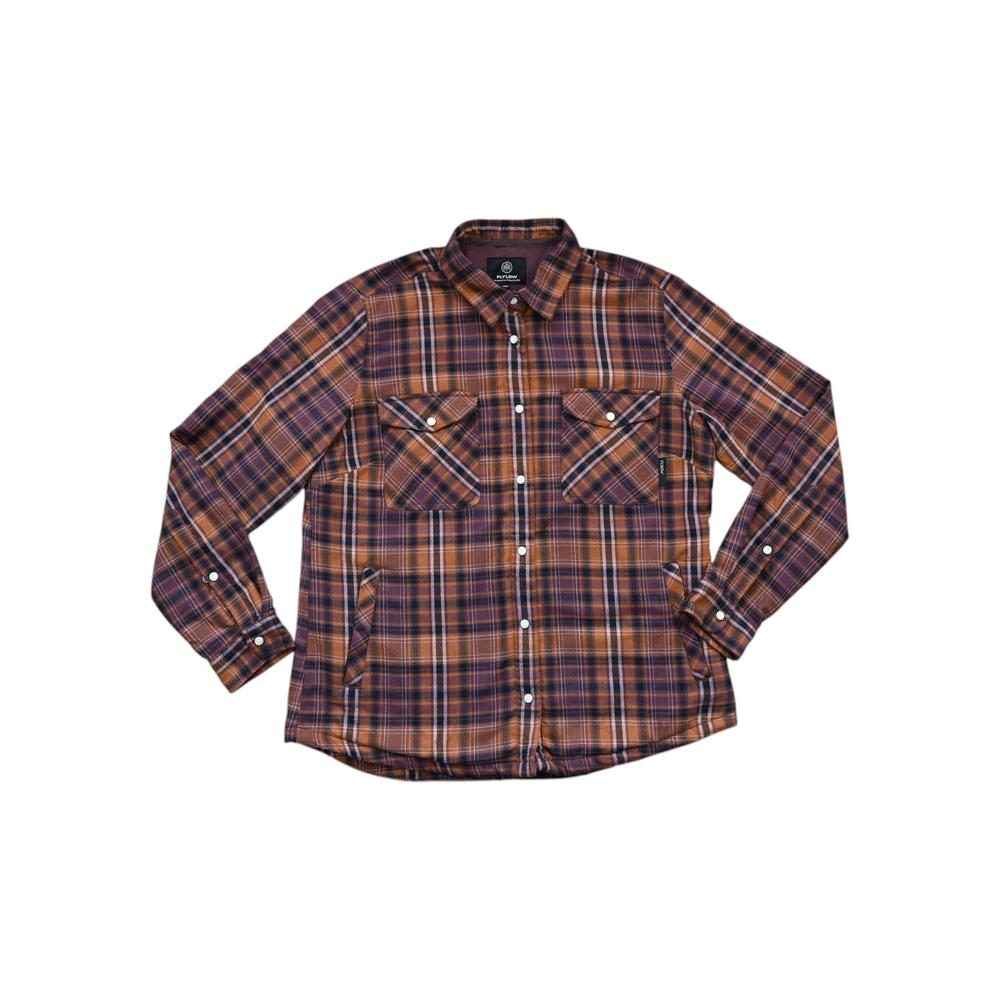 Flylow Women's May Fleece Lined Flannel Shirt Orange/Purple L Used - FERAL