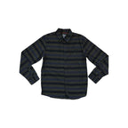 Green striped button-down long sleeve shirt by Mountain Hardwear with a chest pocket and buttoned cuffs.