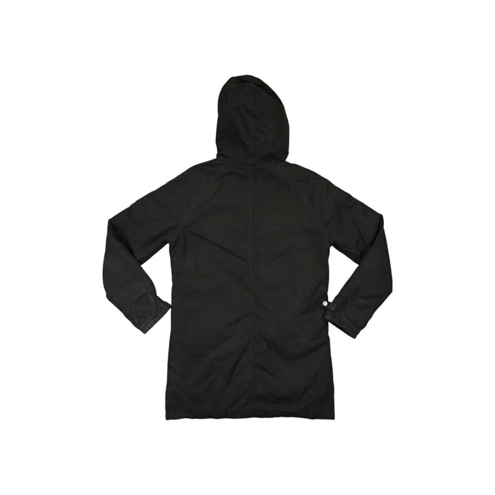 Black insulated jacket for women by Fjallraven, shown in back view with a hood.