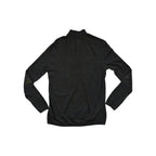 Black baselayer shirt in merino wool by Smartwool, shown in back view with long sleeves.