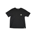 Black t-shirt by Carhartt with a chest pocket and logo graphic.
