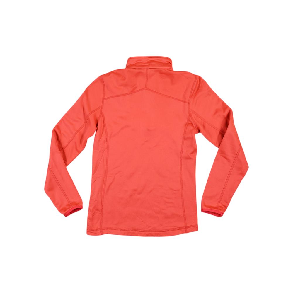 Pink baselayer by Helly Hansen, featuring a quarter zip closure and made of active Polartec fabric.