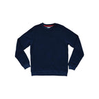 Blue wool sweater by Topo Designs with long sleeves and a ribbed hem.