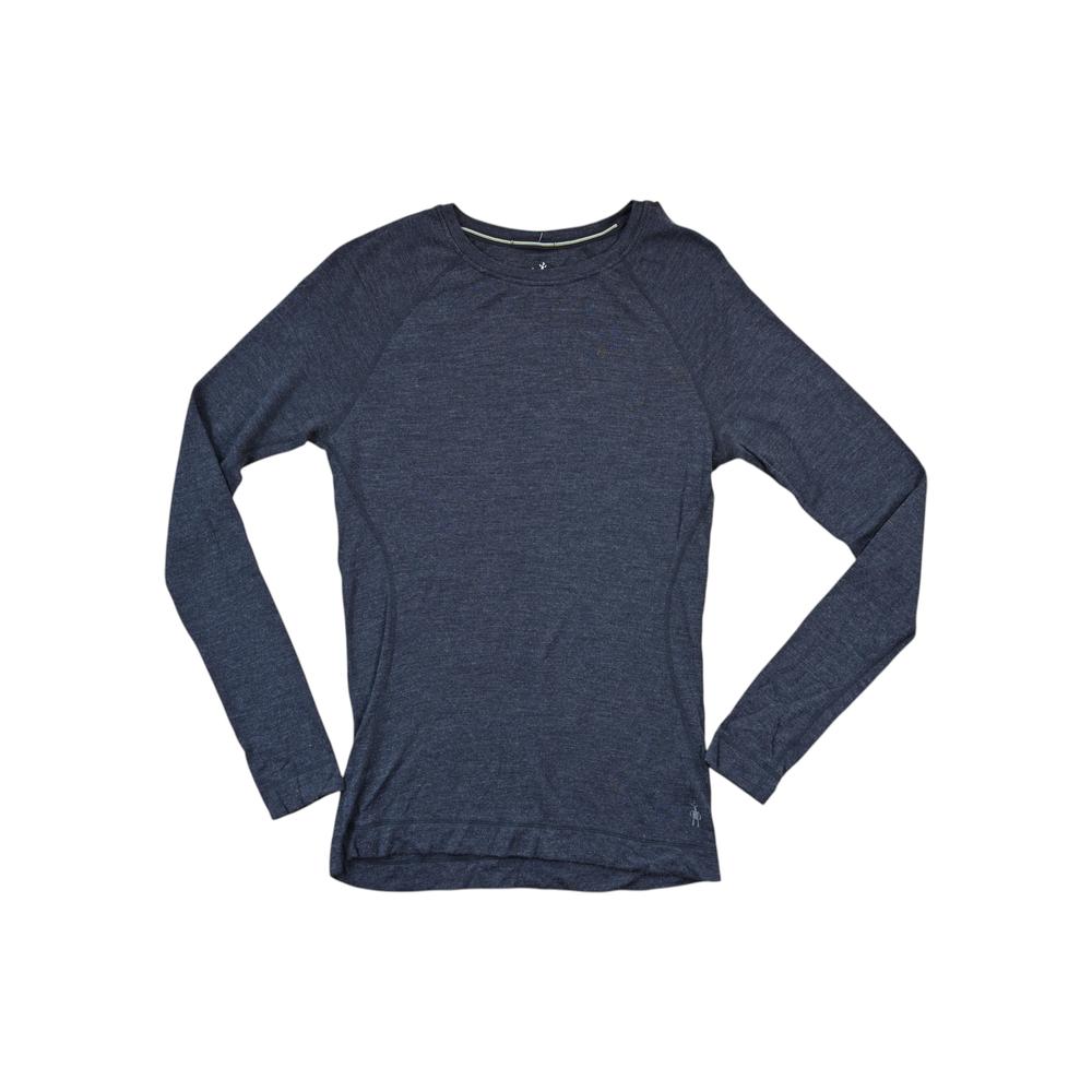 Gray long-sleeved merino wool baselayer shirt by Smartwool, displayed on a white background.