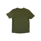 Green Patagonia Men's Capilene Cool Trail Shirt by Patagonia, shown in a back view.