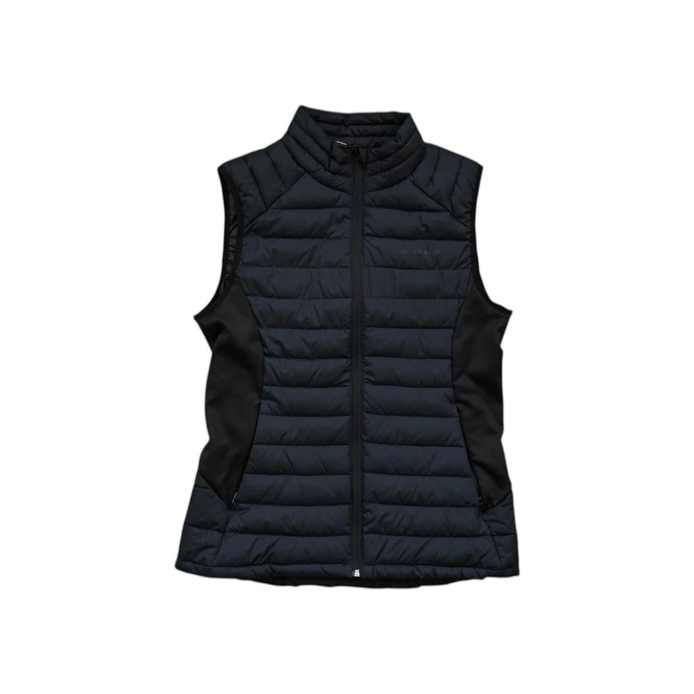 Black puffy vest by Boulder Gear, with quilted design and black side panels.