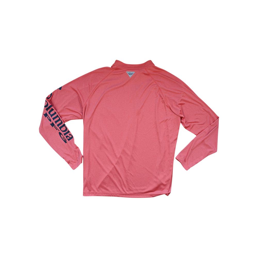 Pink long sleeve shirt by Columbia, with the PFG logo on the sleeve.