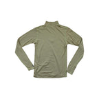 Green long-sleeve baselayer shirt by Smartwool with quarter zipper, displayed on white background.