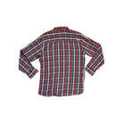 Red and black flannel long sleeve shirt by Mountain Khakis with plaid pattern on cotton fabric.