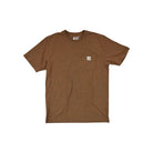 Brown pocket t-shirt by Carhartt featuring a heathered texture and a chest pocket with a logo patch.