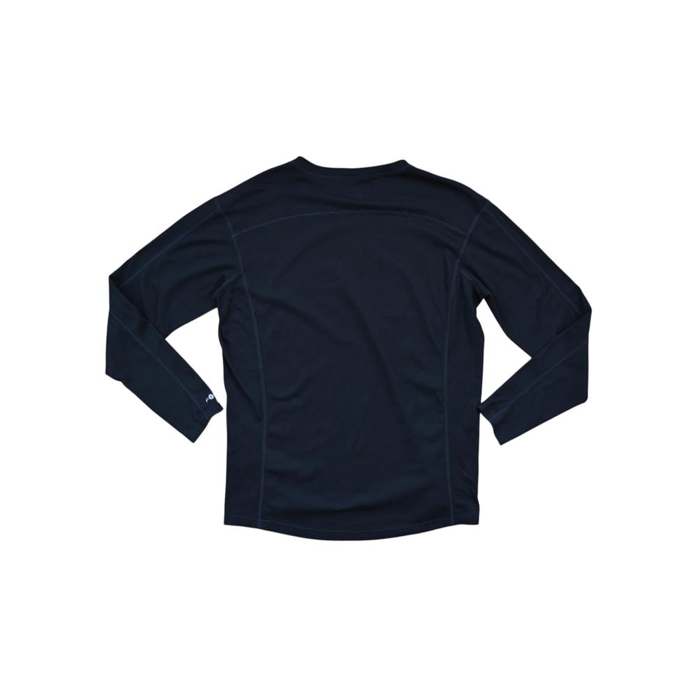 Navy baselayer shirt by Carhartt, back view, long sleeves, thermal forge construction.