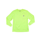 Yellow high-visibility long sleeve shirt by Carhartt featuring a chest pocket.
