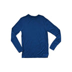 Blue Merino 150 baselayer shirt for men by Smartwool, with long sleeves and a crew neck.