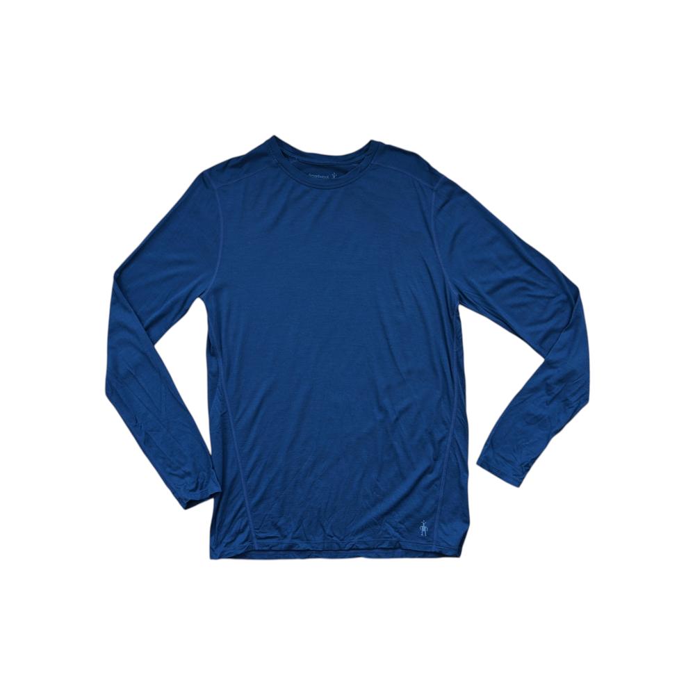 Blue Merino 150 baselayer shirt for men by Smartwool, with long sleeves and a crew neck.