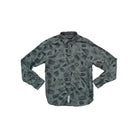Green cotton long sleeve shirt by Kavu, featuring a pattern with nautical elements.