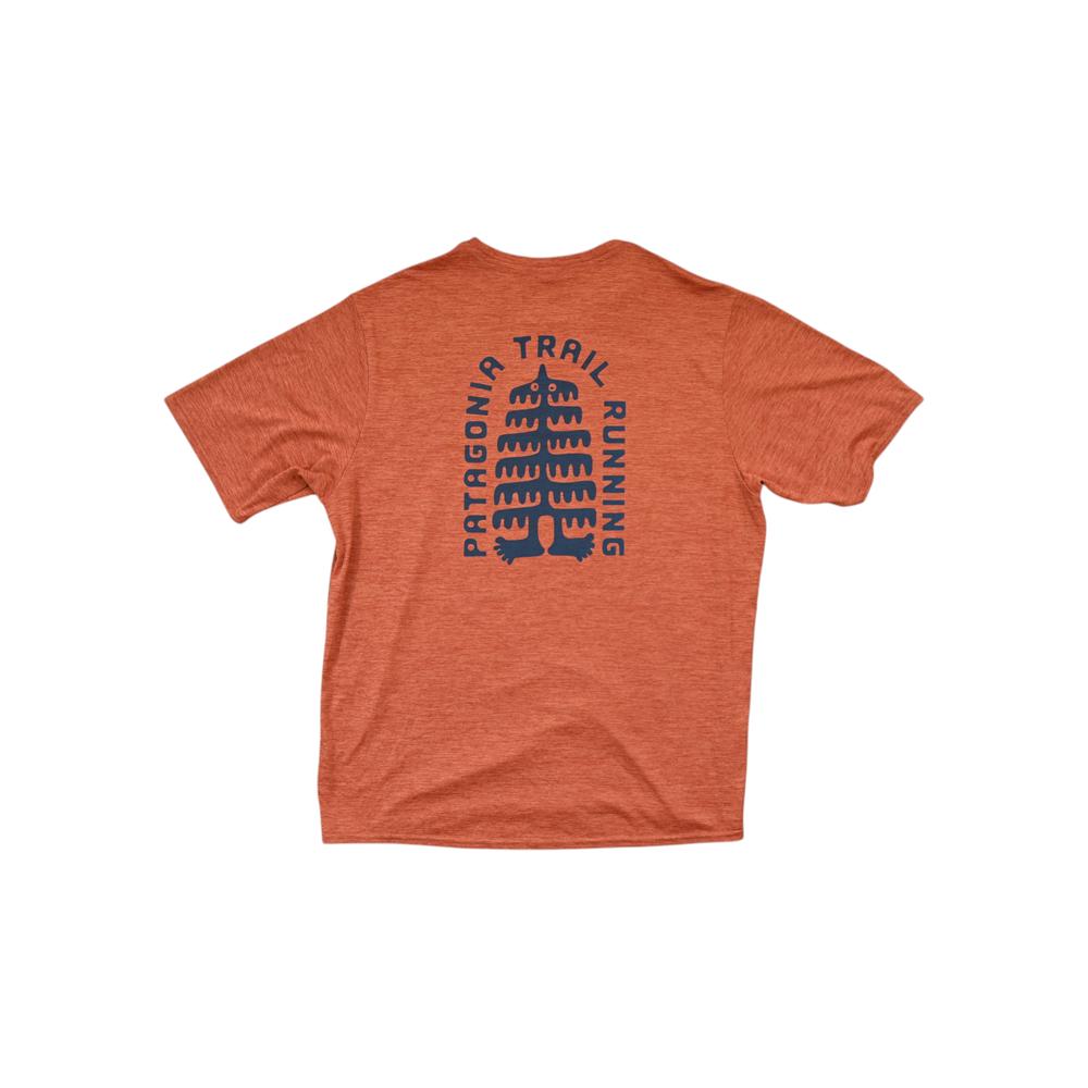 Orange t-shirt from Patagonia featuring "Trail Running" text and tree-like figure on the back.
