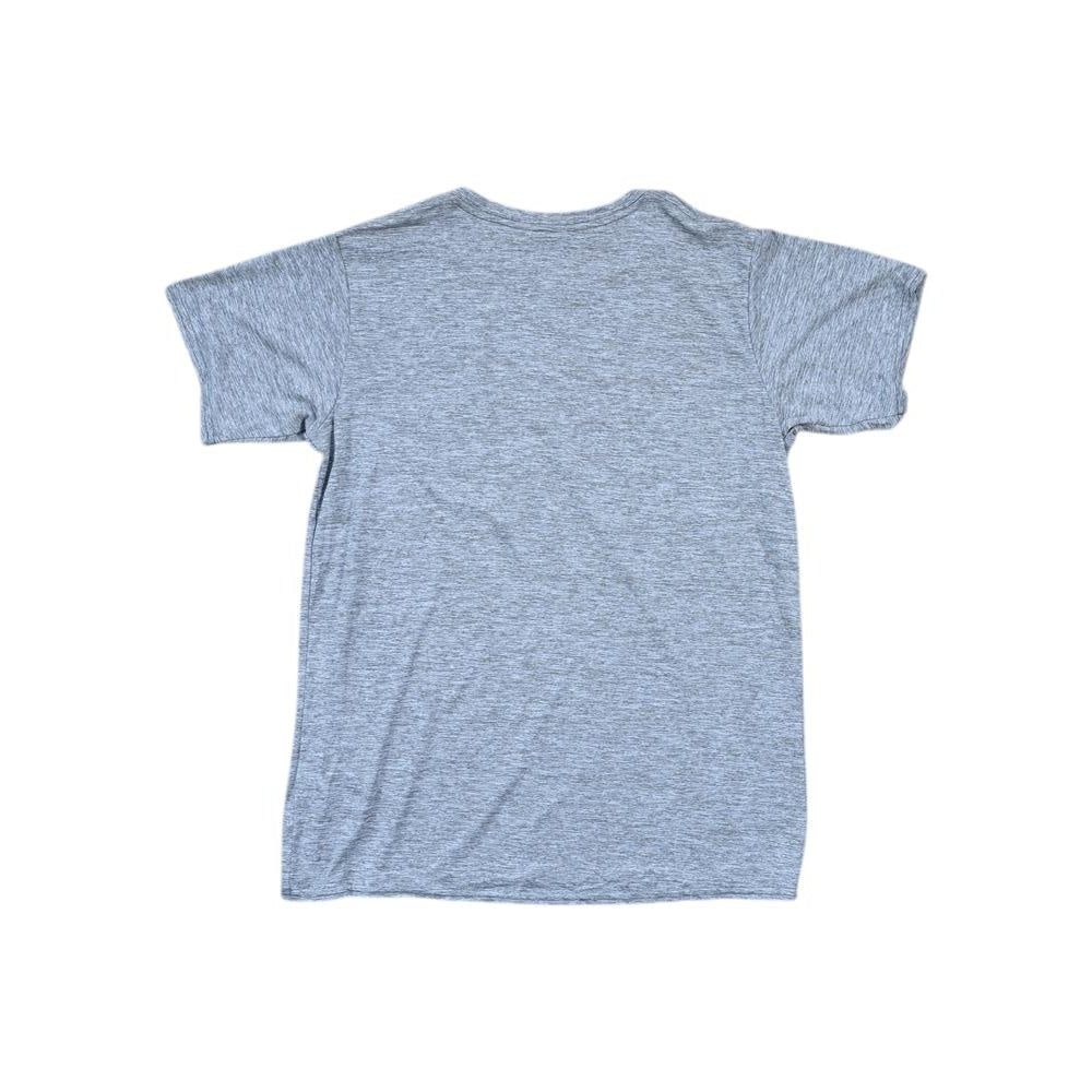 Grey t-shirt by Patagonia, with short sleeves and a crew neck.