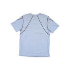 Grey active shirt by North Face, back view with dark trim along seams.