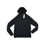 Black active hoodie by Smartwool with long sleeves and a hood with a tag attached.