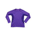 Purple long-sleeve base layer shirt by Patagonia, with contrasting dark purple side panels.