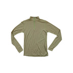 Green 1/4 zip baselayer shirt in merino wool by Smartwool, shown on a white background.
