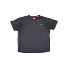 Gray athletic shirt by The North Face with orange accents at the collar and shoulders.