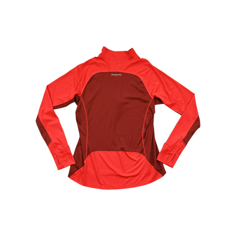 Red baselayer long sleeve shirt by Patagonia, with a quarter zip and thumbholes.