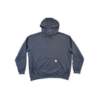 Gray long-sleeve hoodie by Carhartt, featuring a front pouch pocket and tonal hood.