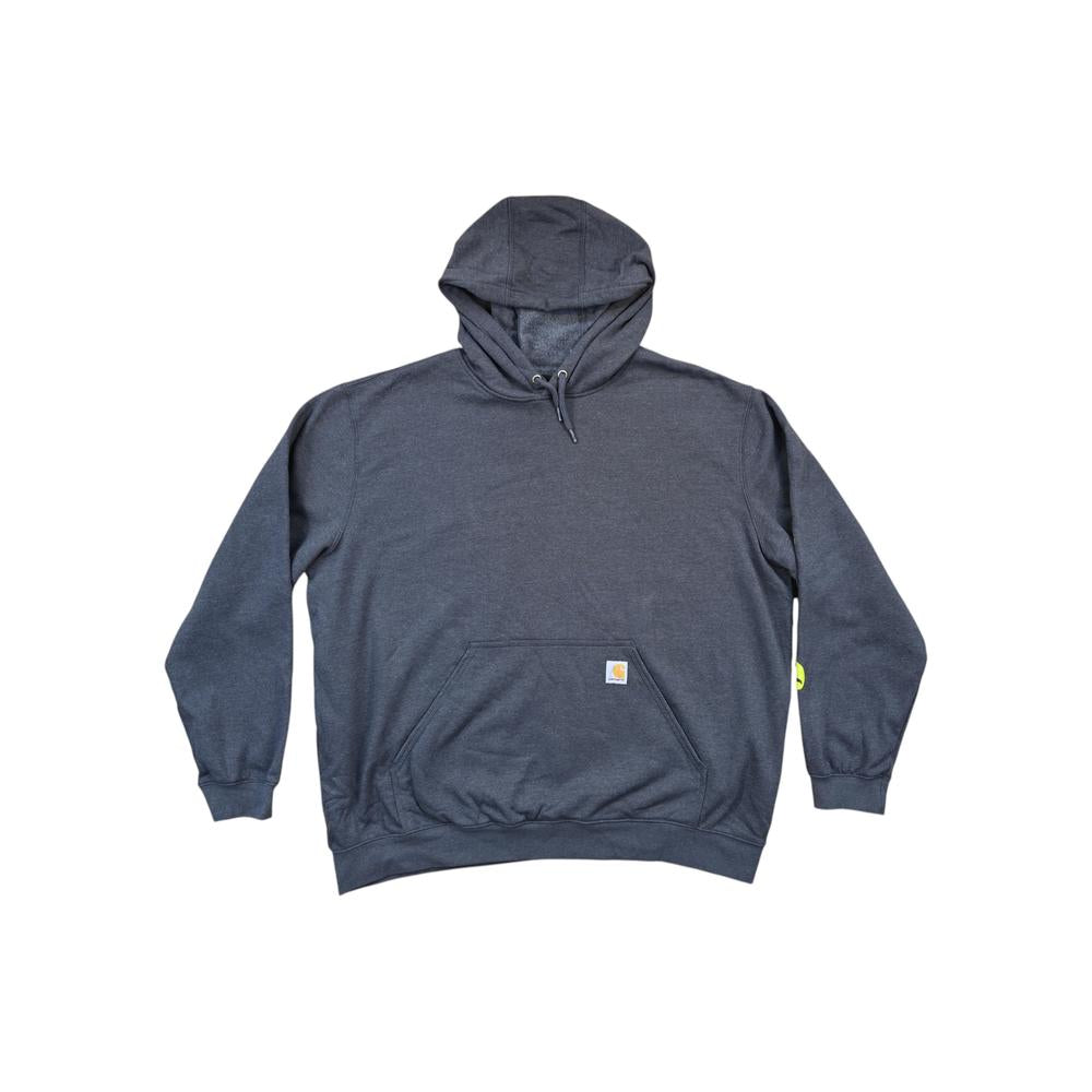 Gray long-sleeve hoodie by Carhartt, featuring a front pouch pocket and tonal hood.