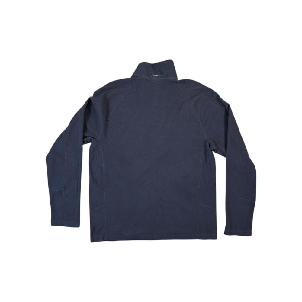 Grey fleece full-zip by North Face, shown in back view.