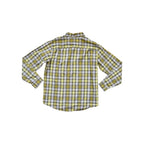 Green and yellow plaid long-sleeve shirt by Columbia with a buttoned collar.