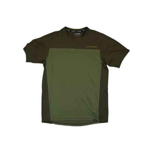 Green active shirt by Dakine with a paneled design.